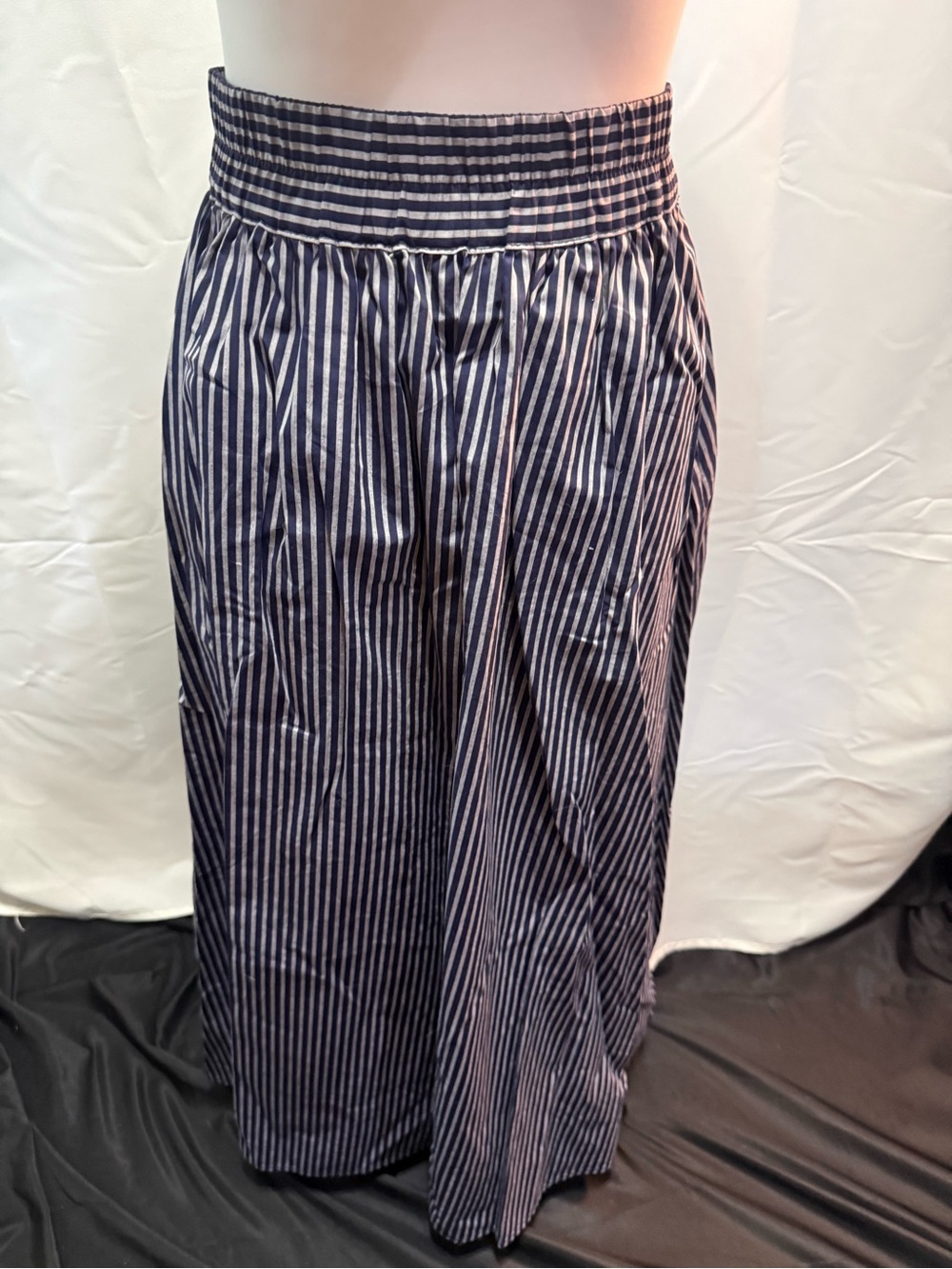 a new day Navy and White Striped Maxi Skirt with Smocked Waist